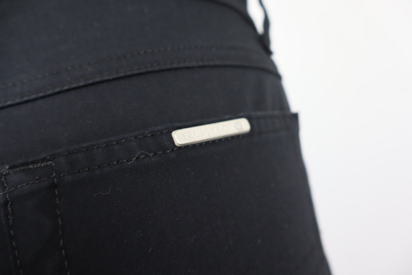 TRUSSARDI JEANS PANTALONE DONNA TG 41 27 WOMAN VINTAGE PANTS LYCRA LOGO NERO