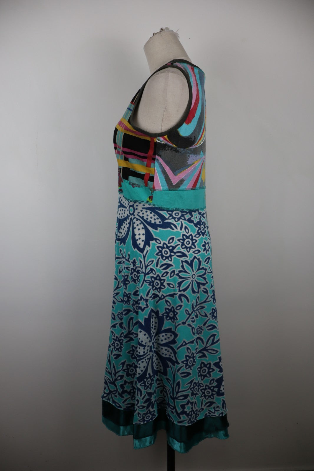 DESIGUAL VESTITO ABITO SMANICATO DONNA TG. L WOMAN CASUAL VINTAGE DRESS COTONE