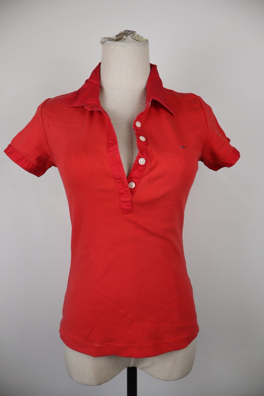 TOMMY HILFIGER DENIM POLO MAGLIA DONNA COTONE M WOMAN SHIRT CASUAL VINTAGE LOGO