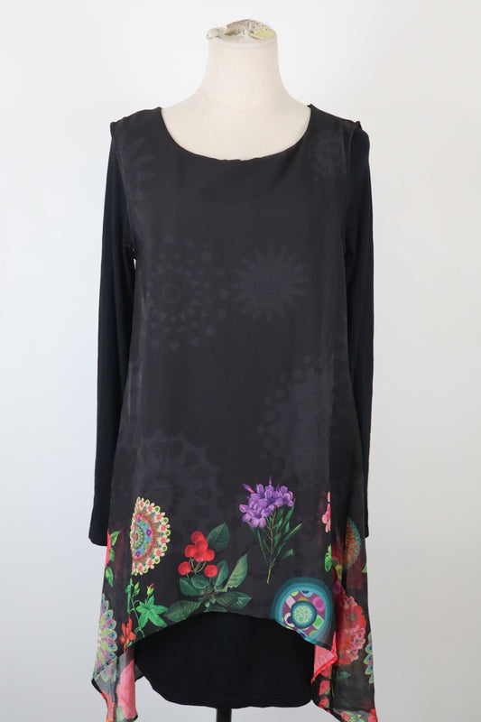 DESIGUAL VESTITO ABITO DONNA TG. 38 WOMAN CASUAL VINTAGE DRESS VELATO