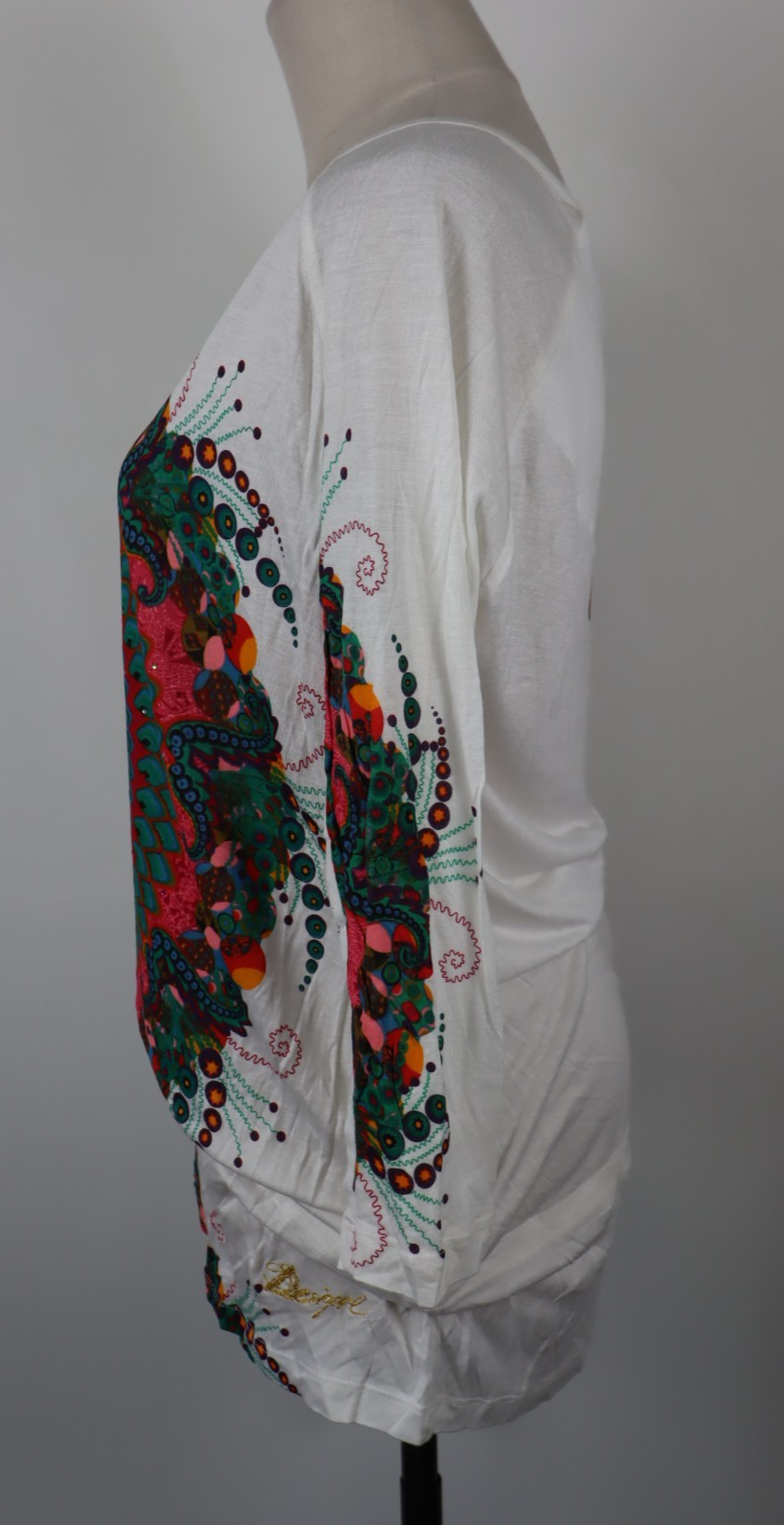 DESIGUAL MAGLIA DONNA TG. L WOMAN T-SHIRT CASUAL VINTAGE COULISSE