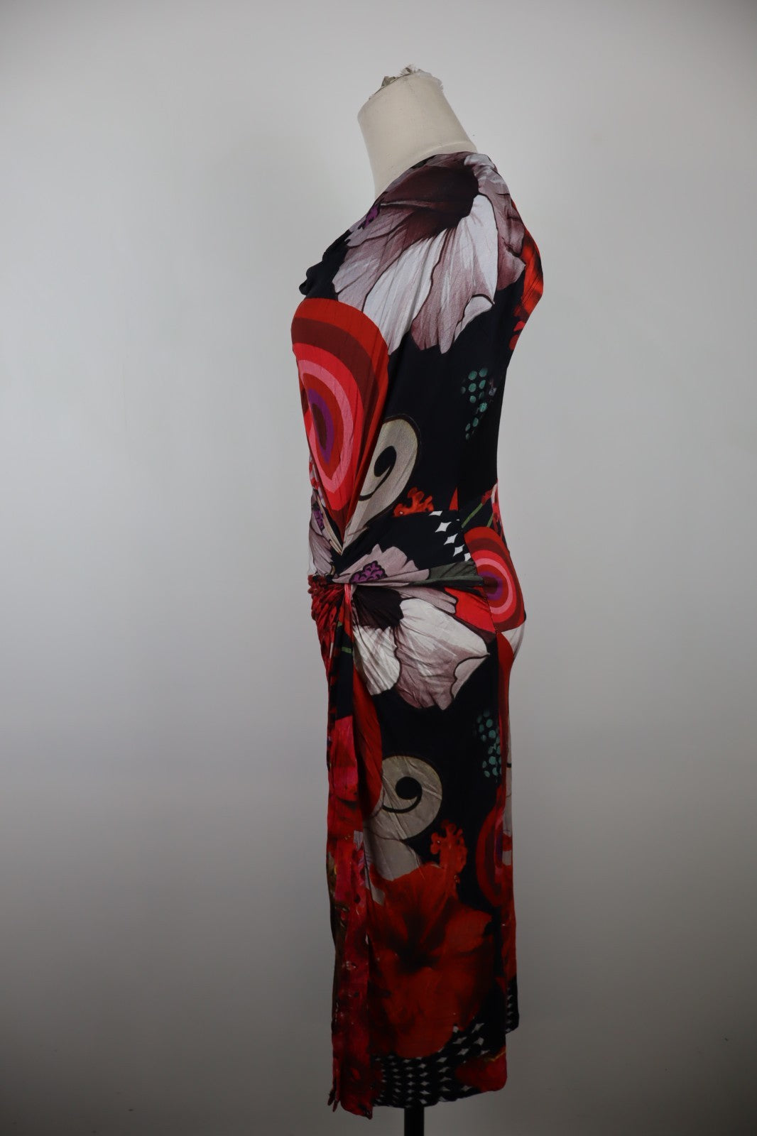 DESIGUAL VESTITO SMANICATO DONNA TG. M WOMAN CASUAL VINTAGE DRESS VISCOSA NODO