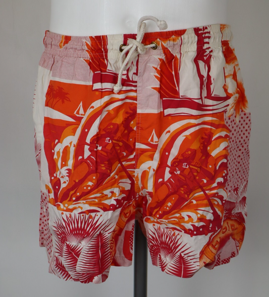 BYBLOS COSTUME PANTALONCINO MARE UOMO TG 52 MEN SWIMSUIT VINTAGE CASUAL COTTON