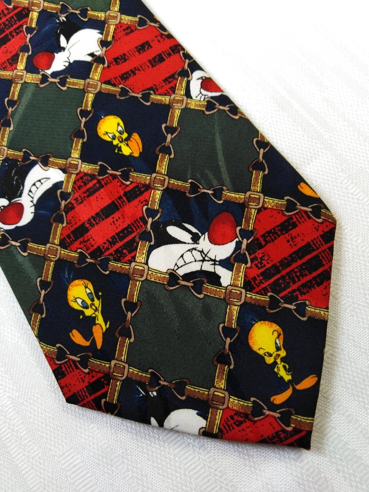 WARNER BROSS TIE CRAVATTA NECKTIE VINTAGE ITALY CLASSIC TWEETY SYLVESTER