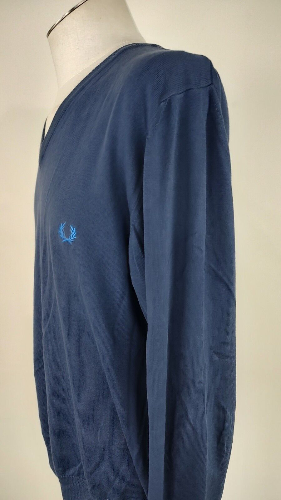 FRED PERRY MAGLIONE COTONE BLU VINTAGE UOMO Tg. XL MAN SWEATER CASUAL
