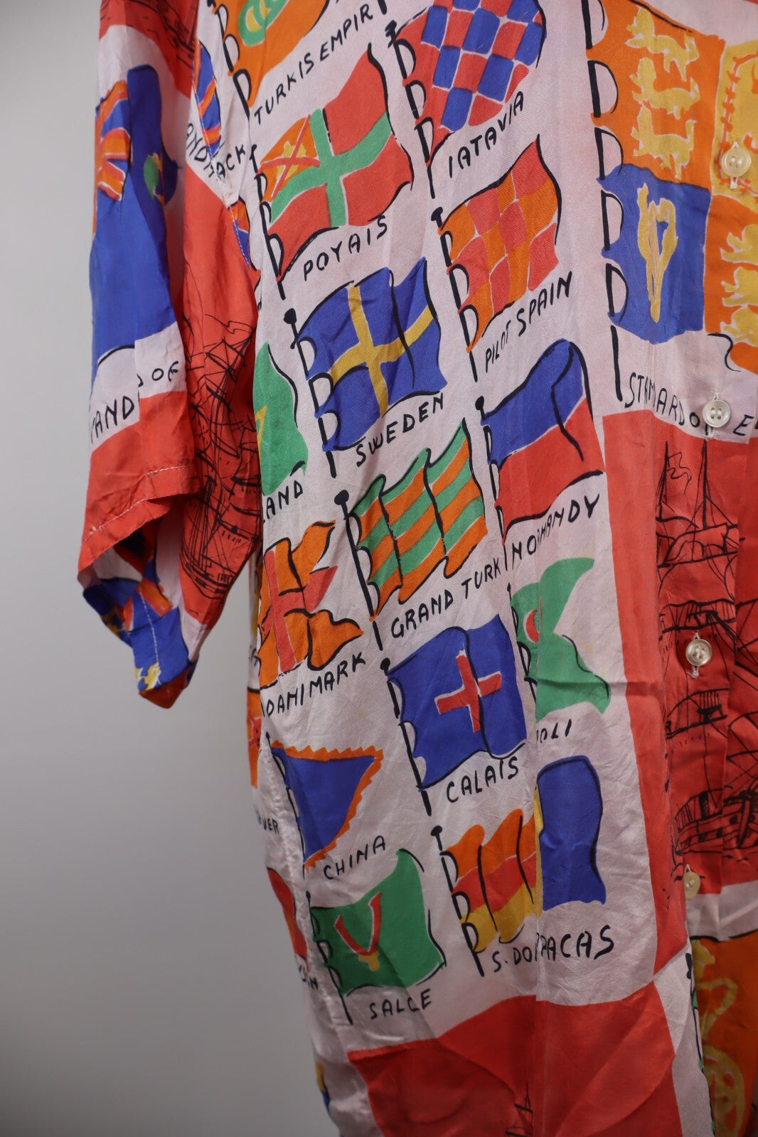 MARELLA CAMICIA DONNA TG. 42 WOMAN SHIRT CASUAL VINTAGE SETA SILK BANDIERE FLAGS