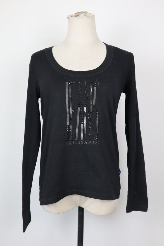 TRUSSARDI JEANS MAGLIA DONNA TG. M WOMAN CASUAL VINTAGE T-SHIRT TOP COTONE