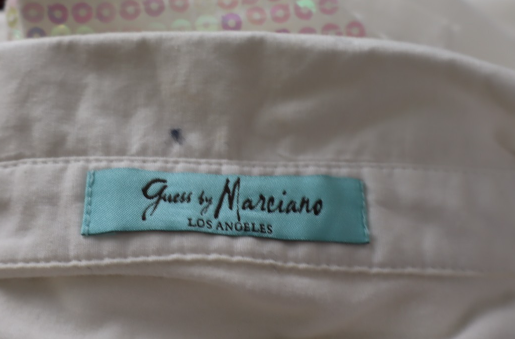 GUESS BY MARCIANO POLO MAGLIA DONNA TG 1 WOMAN CASUAL VINTAGE T- SHIRT PAILETTES