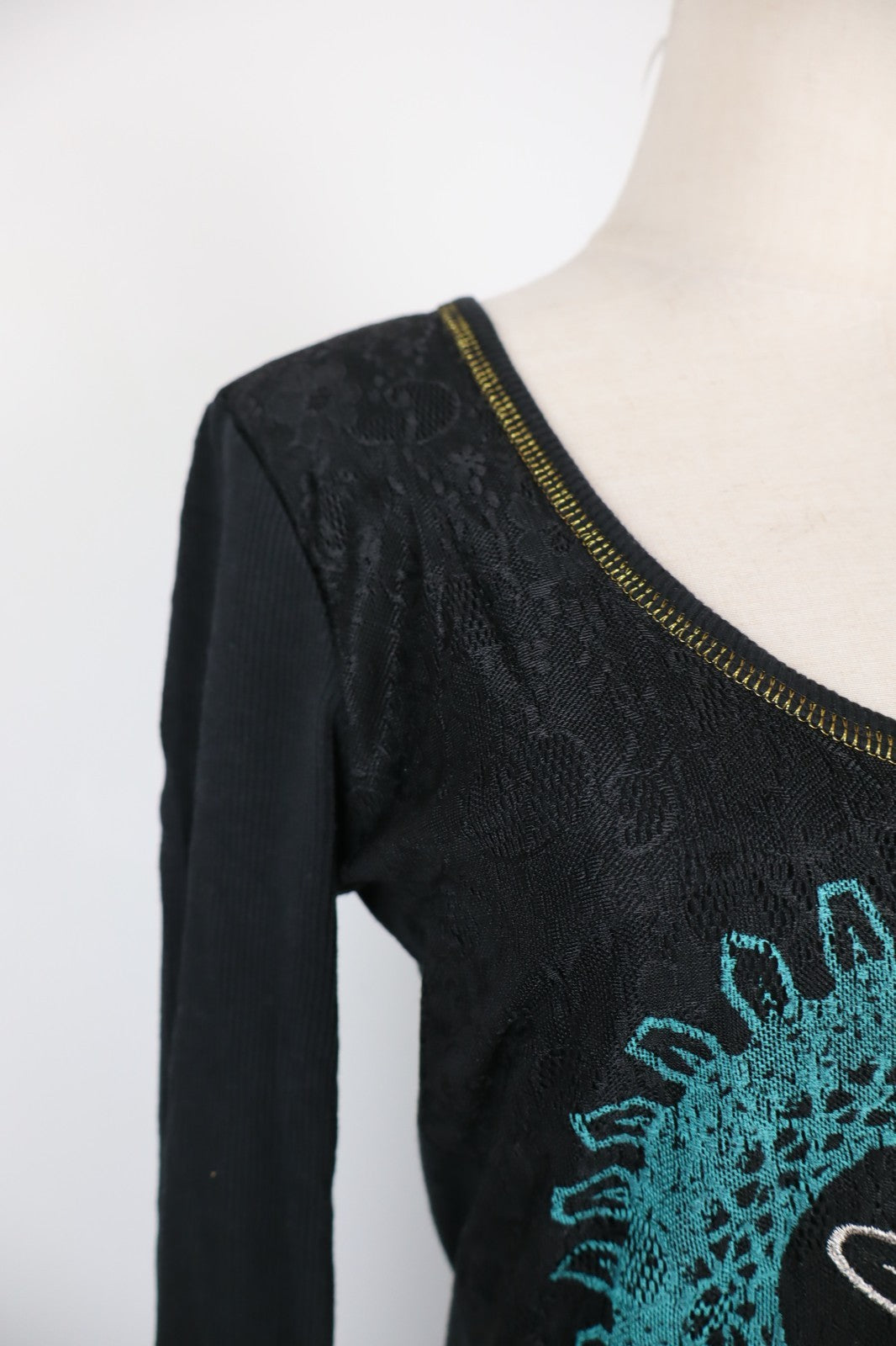 DESIGUAL MAGLIA DONNA TG. M WOMAN CASUAL VINTAGE T-SHIRT TOP COTONE MANICA LUNGA
