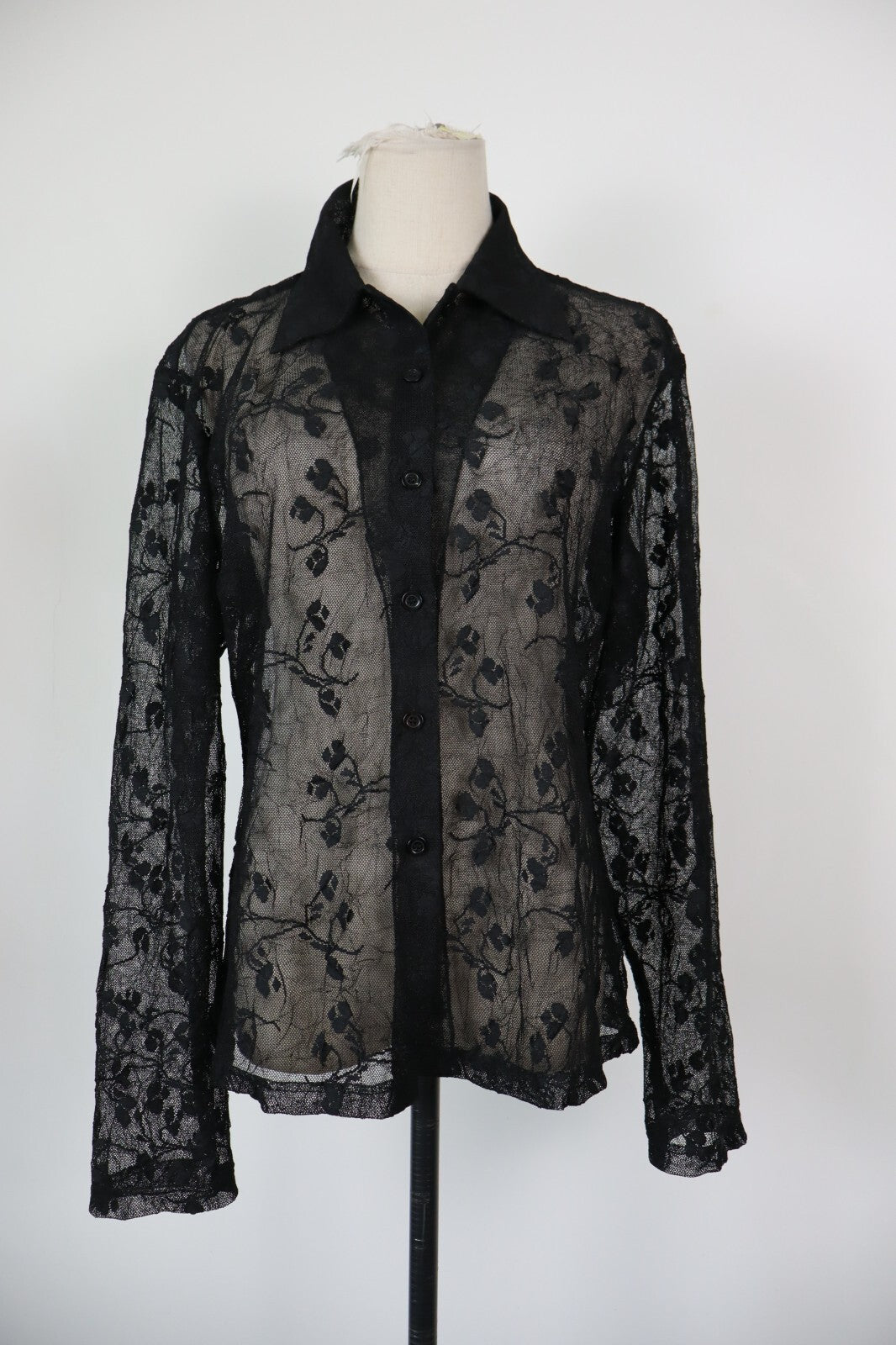 NARA CAMICIA DONNA TG. V 5 WOMAN SHIRT CASUAL VINTAGE Y2K TRASPARENTE FLOREALE