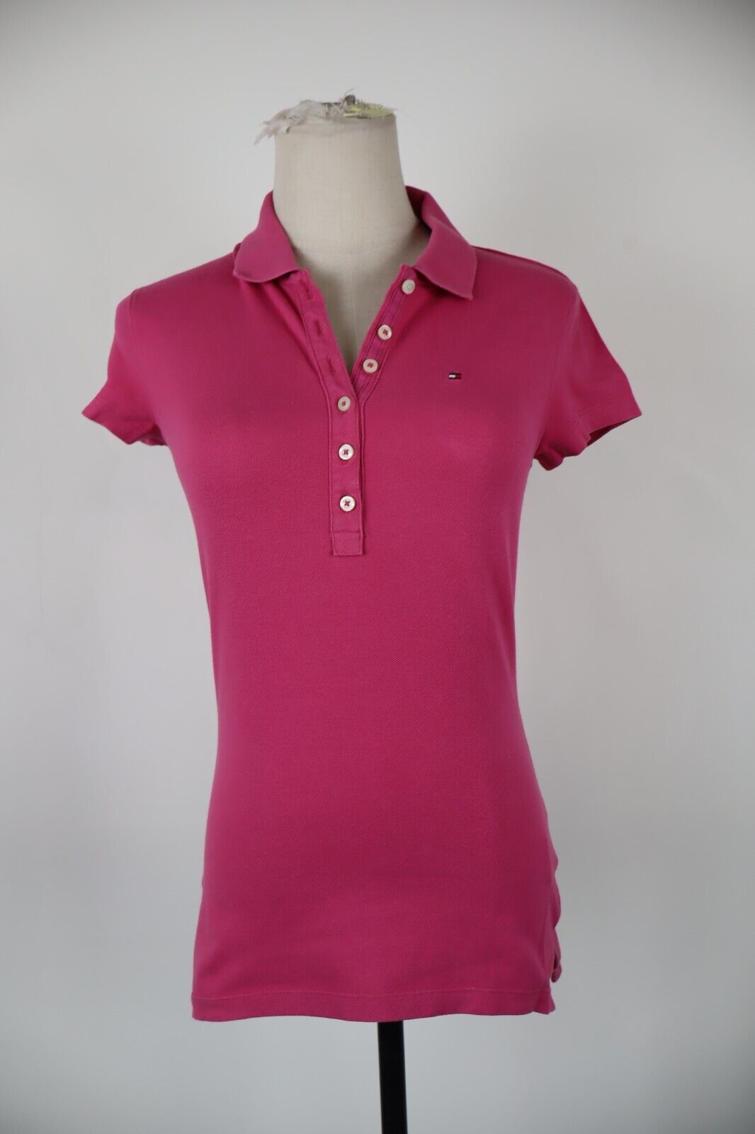 TOMMY HILFIGER MAGLIA POLO DONNA TG XS SLIM FIT WOMAN CASUAL VINTAGE TOP T-SHIRT