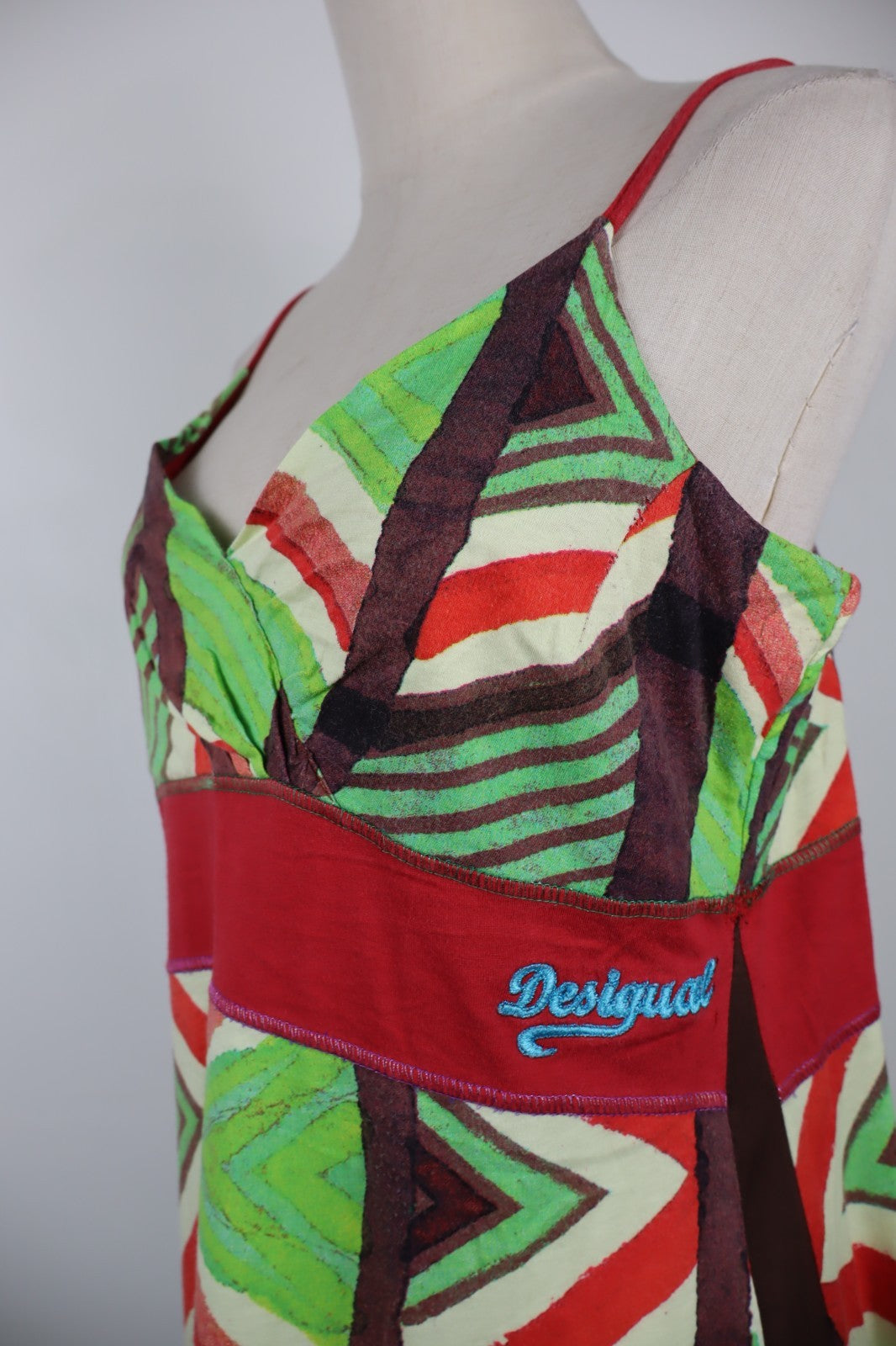 DESIGUAL VESTITO ABITO A BRETELLE DONNA TG XL WOMAN CASUAL VINTAGE DRESS CANOTTA