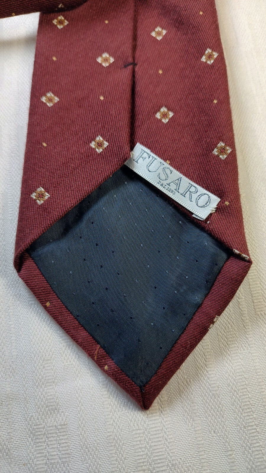 FUSARO LANA SETA SILK WOOL TIE CRAVATTA NECKTIE MADE IN ITALY CLASSIC