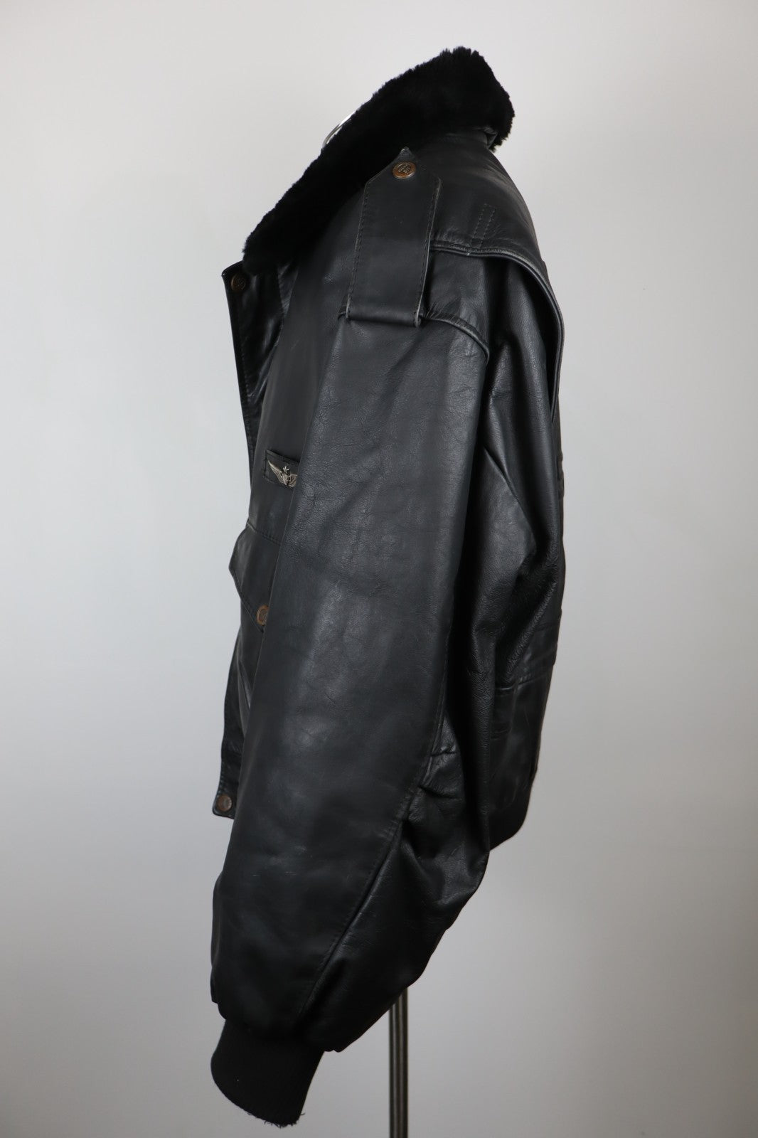 US FORCE GIUBBINO PELLE GIACCA UOMO Tg 56 MAN VINTAGE LEATHER JACKET IMBOTTITO