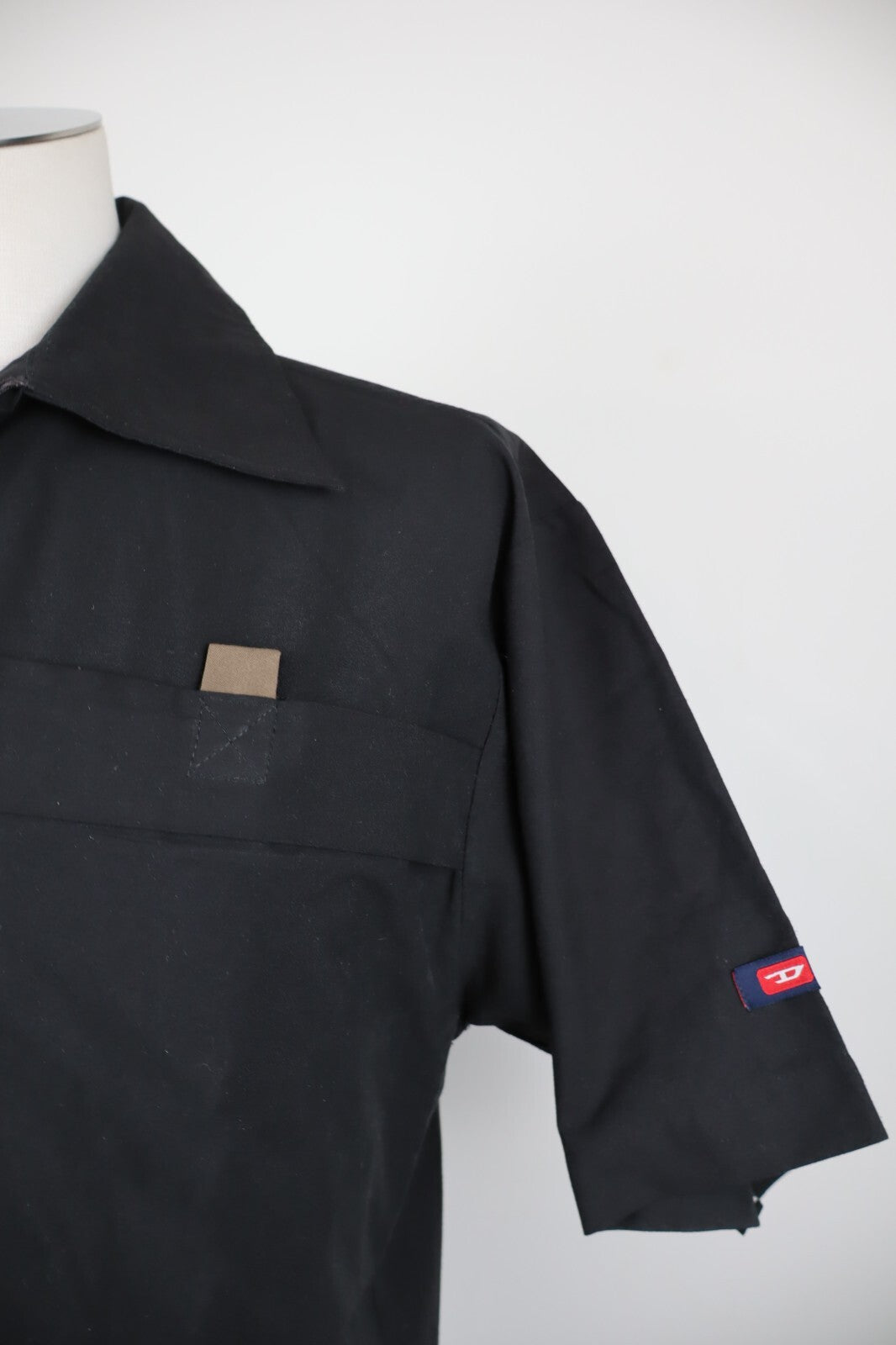 DIESEL CAMICIA CON CERNIERA UOMO TG. L MAN CASUAL VINTAGE SHIRT ZIP NERO POLY