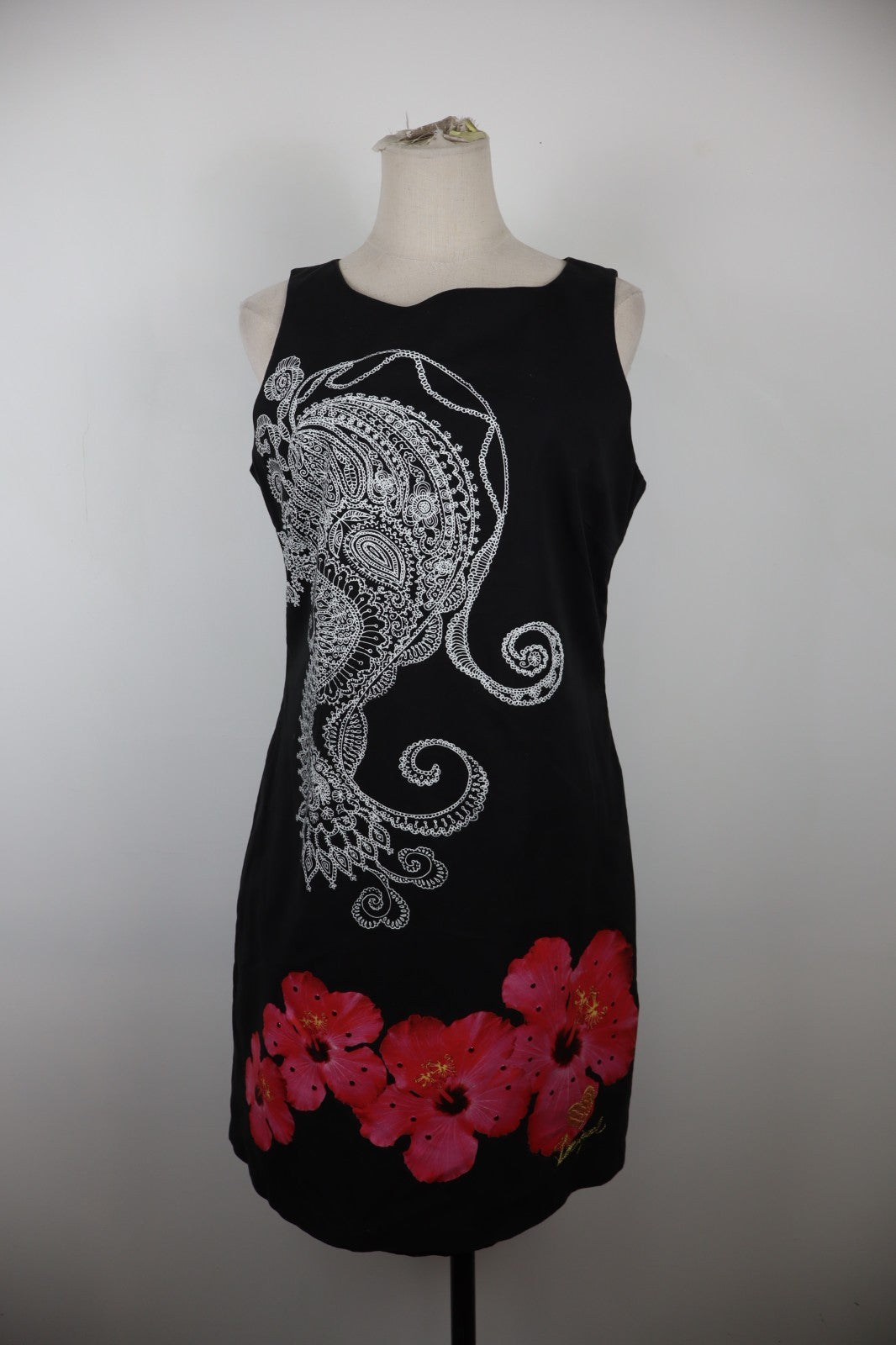 DESIGUAL VESTITO ABITO SMANICATO DONNA TG. 42 WOMAN CASUAL VINTAGE DRESS COTONE