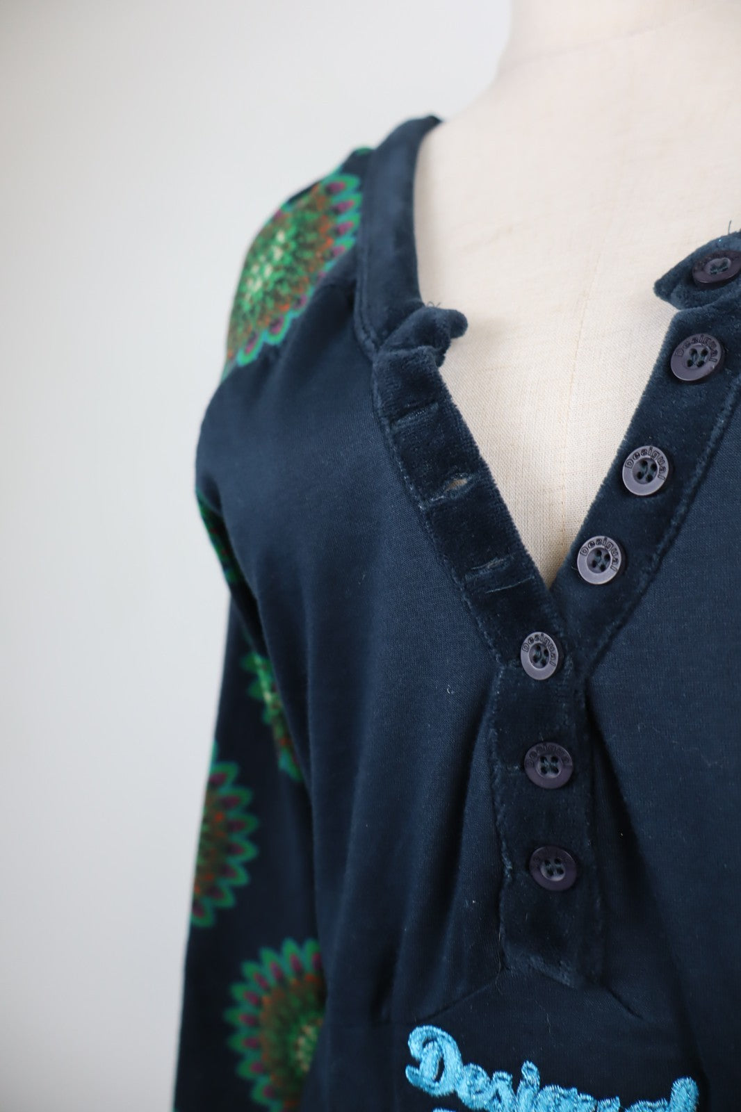 DESIGUAL VESTITO ABITO MANICHE LUNGHE DONNA TG. XL WOMAN CASUAL VINTAGE DRESS