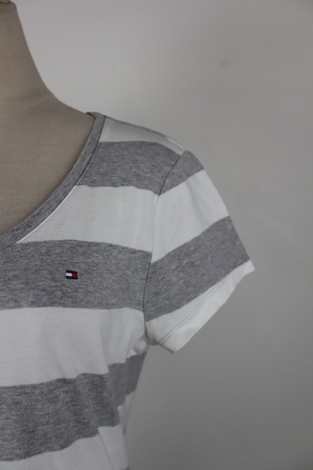TOMMY HILFIGER MAGLIA COTONE DONNA TG. L WOMAN CASUAL VINTAGE T-SHIRT A RIGHE