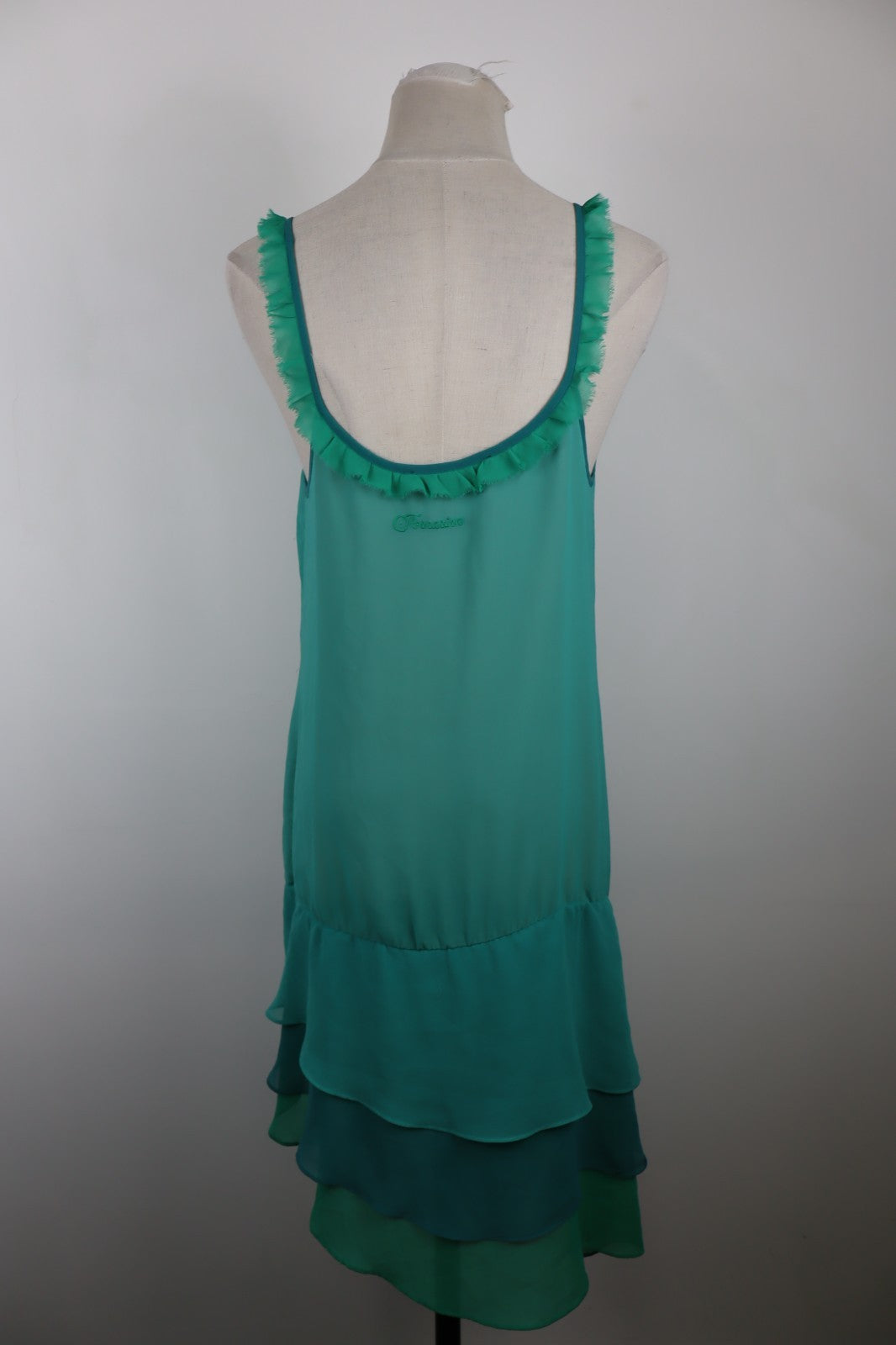 FORNARINA VESTITO ABITO BRETELLE DONNA TG. L WOMAN CASUAL VINTAGE DRESS VERDE