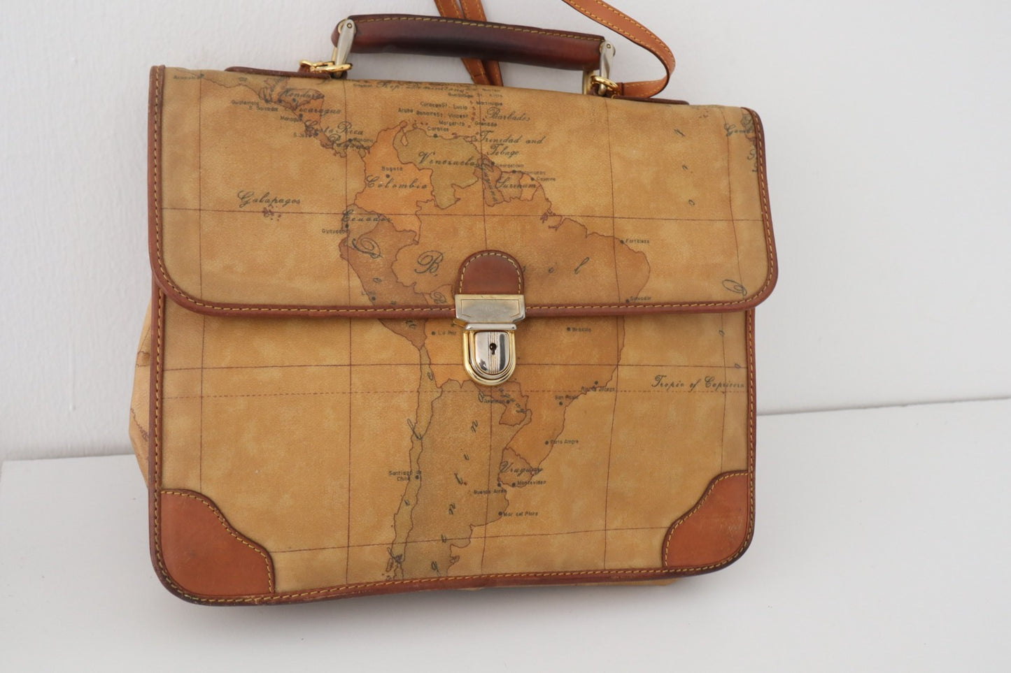 ALVIERO MARTINI BORSA DONNA SHOULDER BAG ITALY  VINTAGE PELLE PORTA LAPTOP GEO