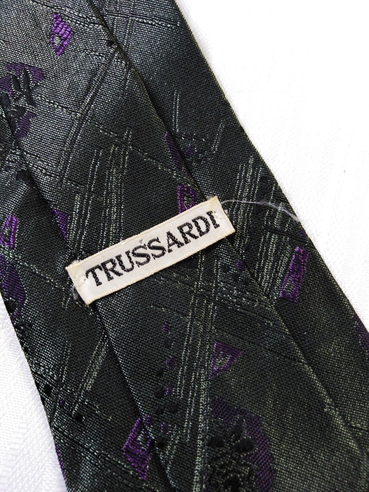 TRUSSARDI  100% SETA SILK TIE CRAVATTA NECKTIE ITALY VINTAGE CLASSIC