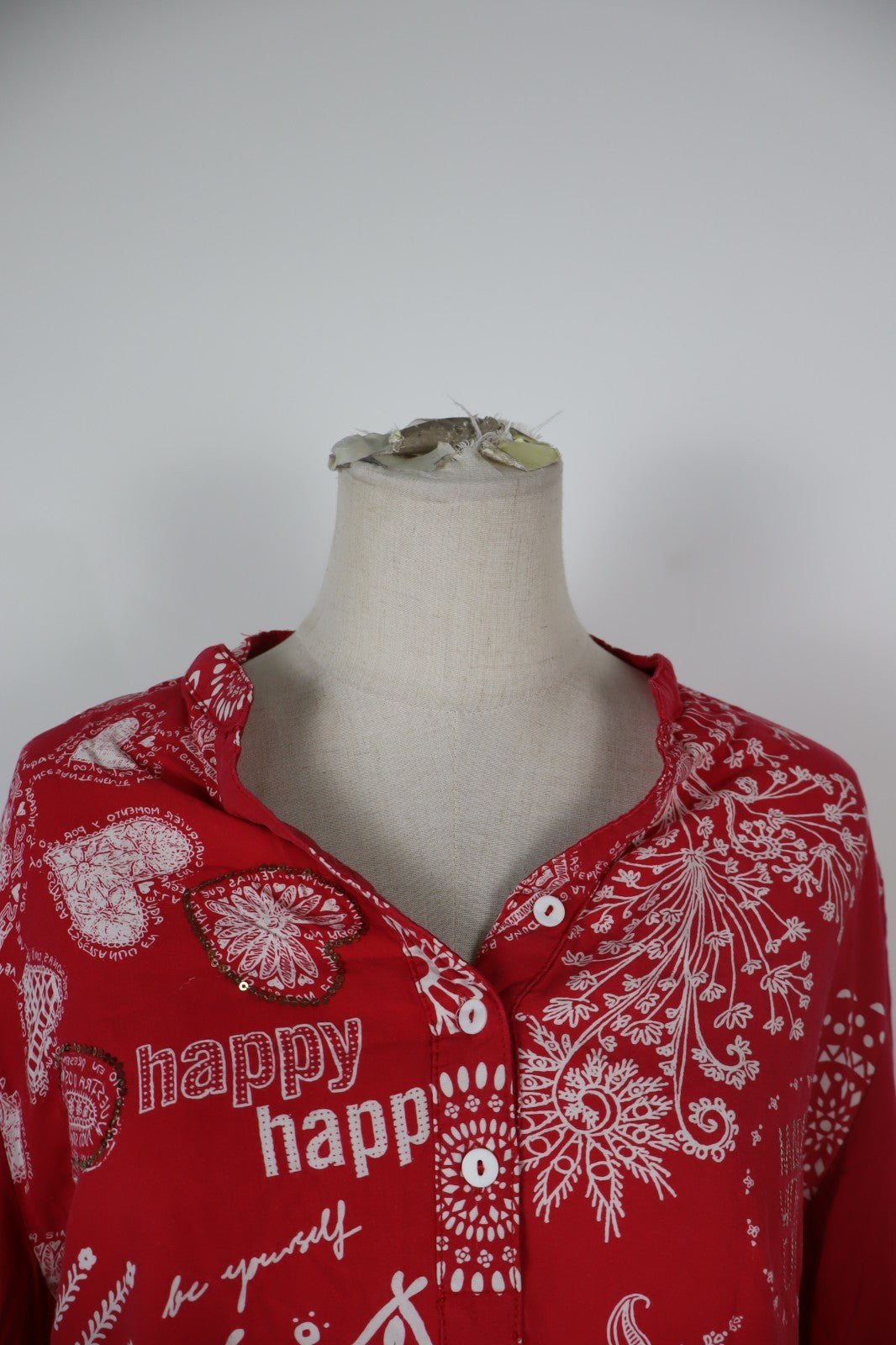 DESIGUAL CAMICIA BLUSA DONNA TG. XL WOMAN SHIRT CASUAL VINTAGE VISCOSA