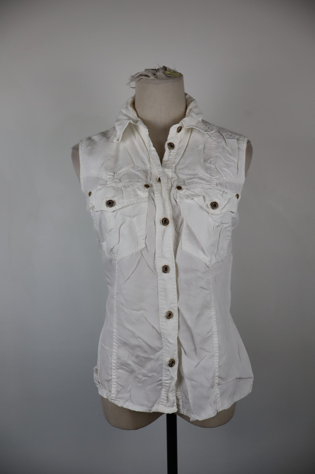 TRUSSARDI JEANS CAMICIA SMANICATA DONNA TG. M WOMAN SHIRT CASUAL VINTAGE COTONE