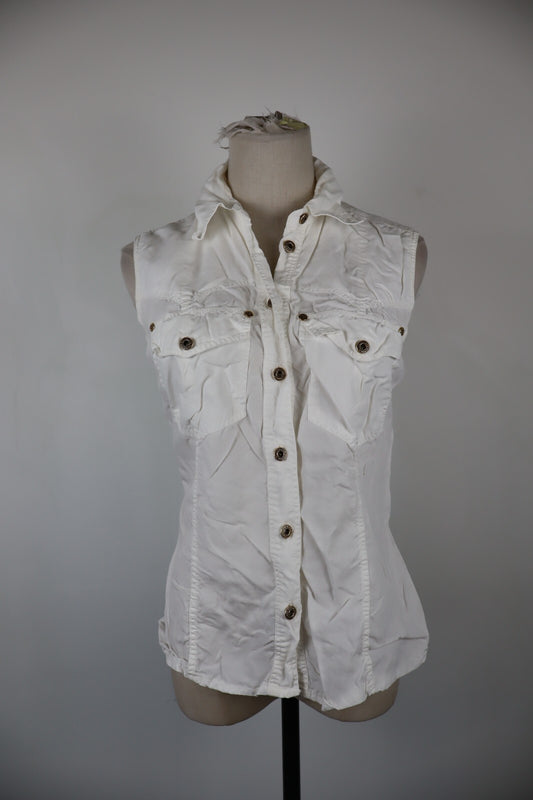 TRUSSARDI JEANS CAMICIA SMANICATA DONNA TG. M WOMAN SHIRT CASUAL VINTAGE COTONE