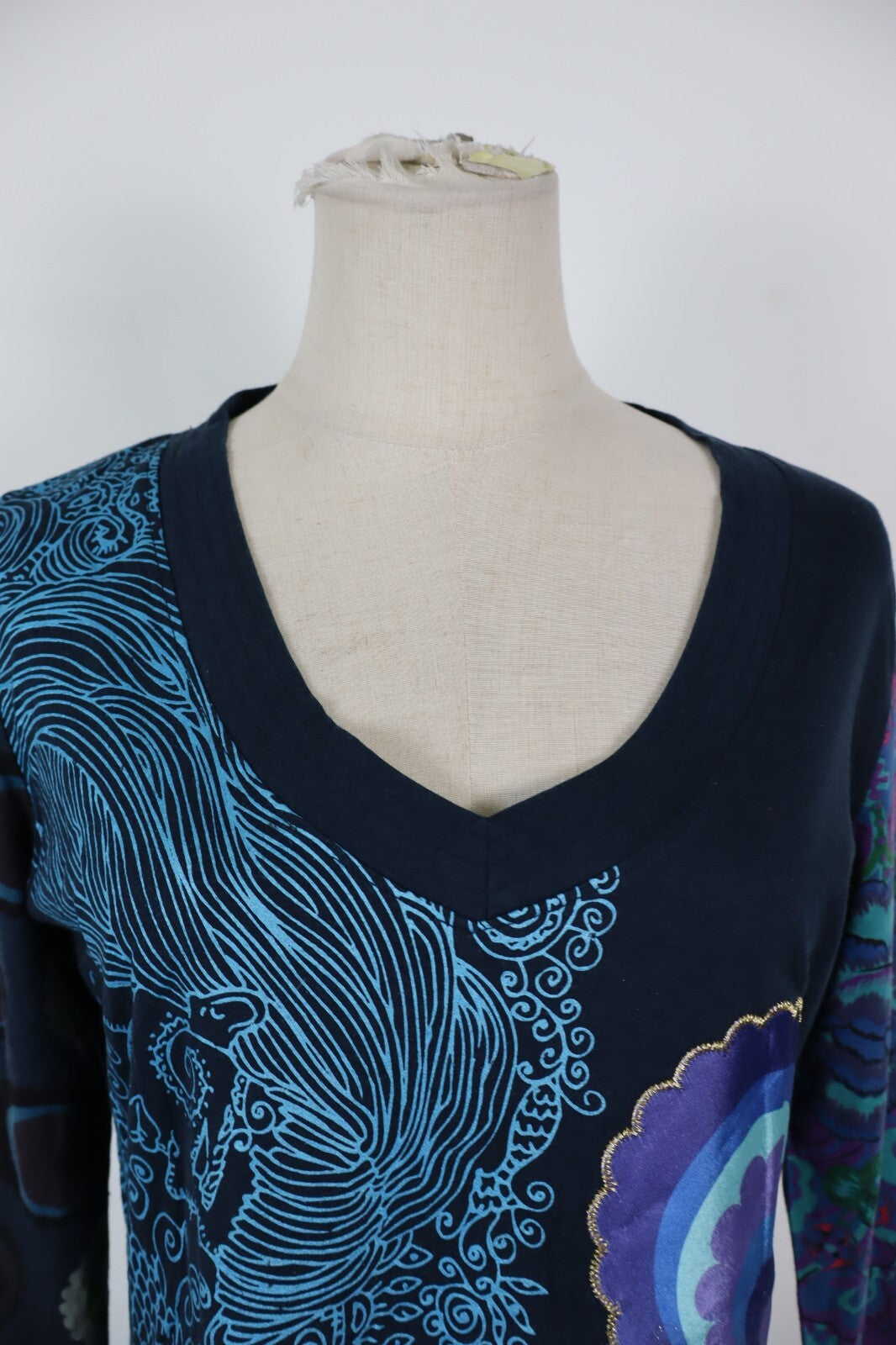 DESIGUAL MAGLIA DONNA TG. XL WOMAN CASUAL VINTAGE T-SHIRT TOP COTONE