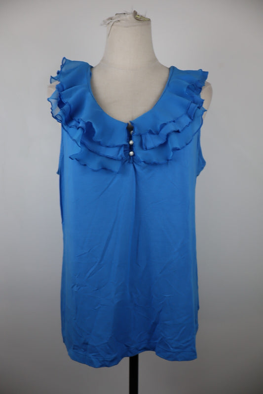 RALPH LAUREN MAGLIA SMANICATA TOP DONNA TG. XL WOMAN SHIRT CASUAL VINTAGE BLU