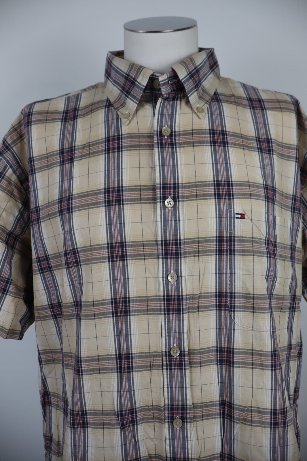 TOMMY HILFIGER CAMICIA A QUADRI UOMO TG XXL MAN CASUAL VINTAGE SHIRT COTONE