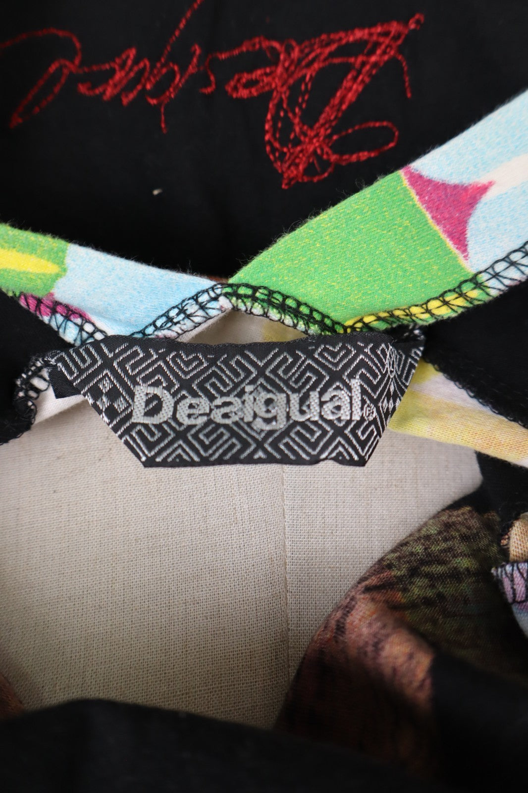 DESIGUAL VESTITO SMANICATO DONNA TG L WOMAN CASUAL VINTAGE DRESS ABITO COTONE