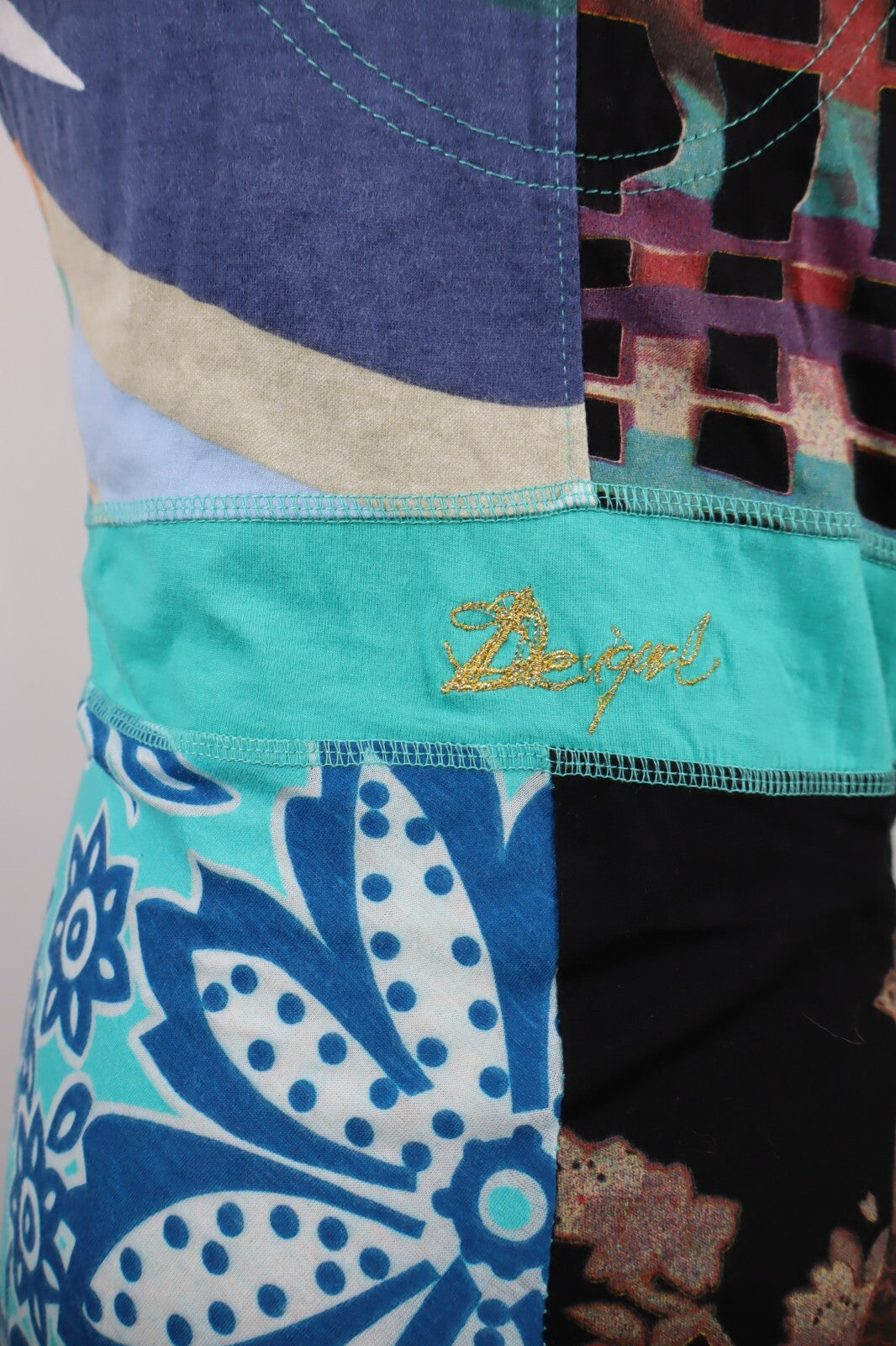 DESIGUAL VESTITO ABITO SMANICATO DONNA TG. L WOMAN CASUAL VINTAGE DRESS LOGO