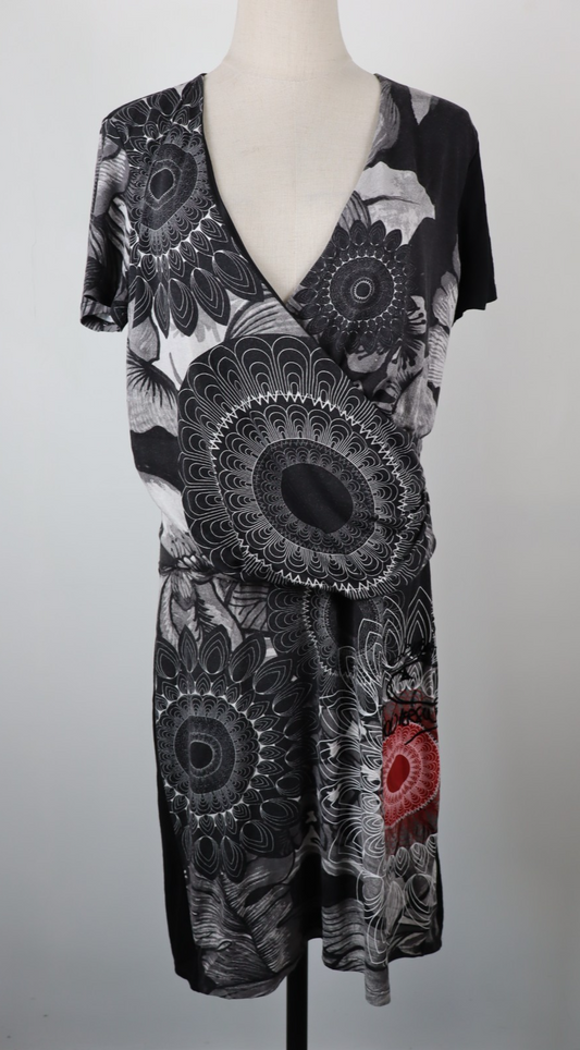 DESIGUAL  VESTITO ABITO DONNA TG.  XL SHORT WOMAN CASUAL VINTAGE DRESS