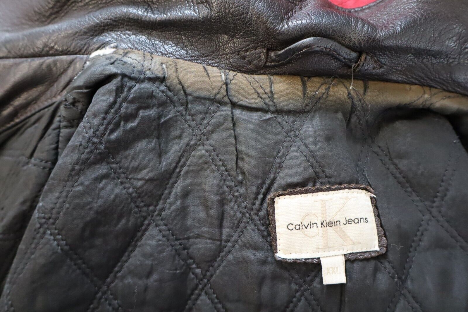 CALVIN KLEIN GIUBBINO PELLE GIACCA UOMO Tg 2XL MAN CASUAL VINTAGE LEATHER JACKET