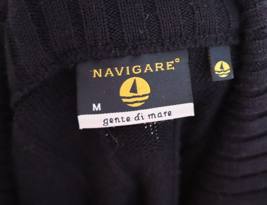 NAVIGARE MAGLIONE CON ZIP UOMO Tg. M MAN SWEATER CASUAL VINTAGE LANA WOOL