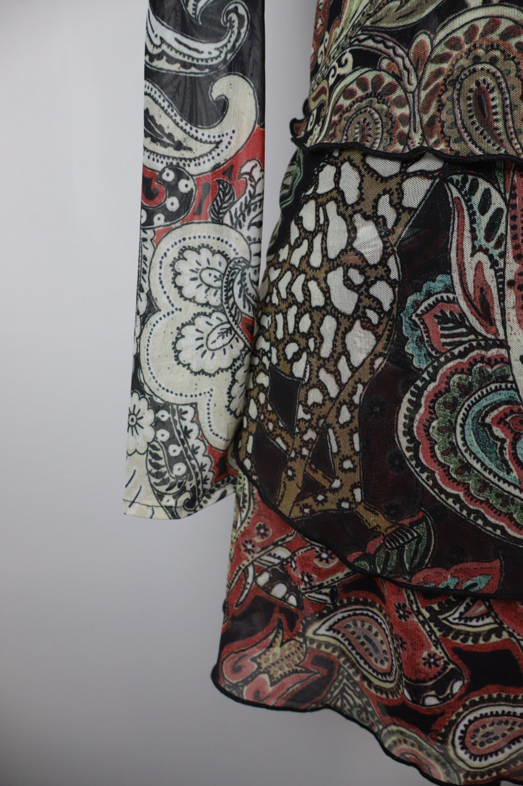 DESIGUAL VESTITO DONNA TG L WOMAN CASUAL VINTAGE DRESS ABITO MANICA LUNGA VELATO