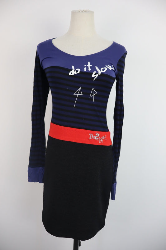 DESIGUAL VESTITO DONNA TG. S WOMAN CASUAL VINTAGE DRESS ABITO ADERENTE