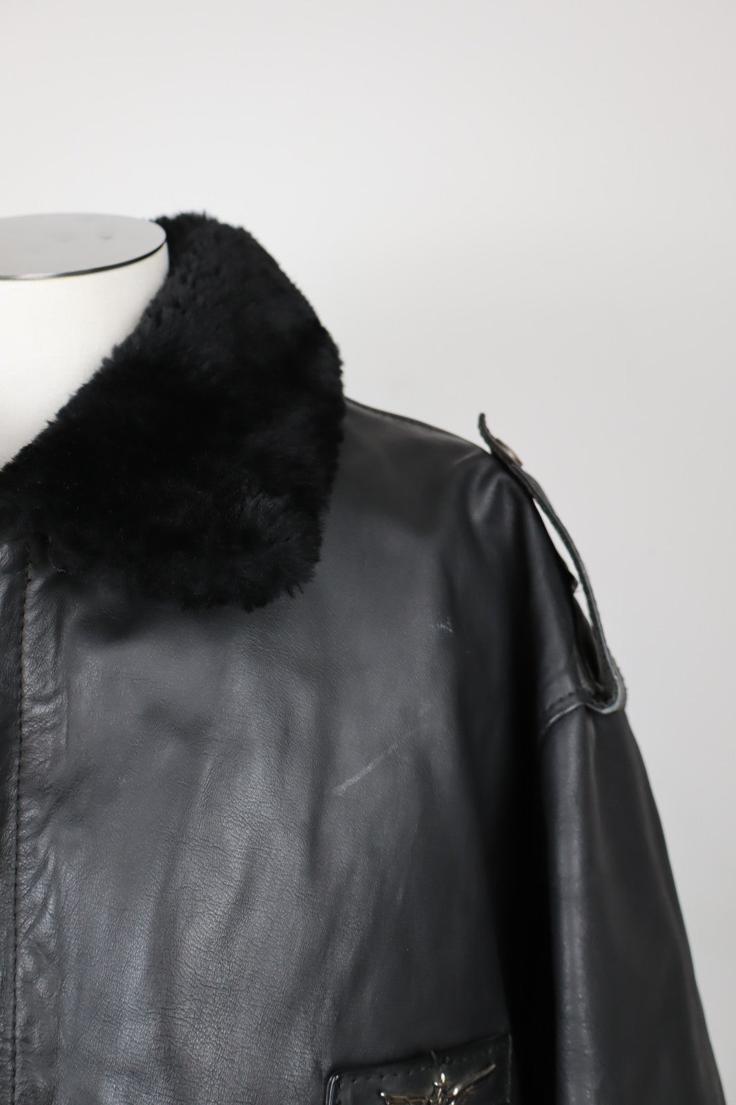 US FORCE GIUBBINO PELLE GIACCA UOMO Tg 56 MAN VINTAGE LEATHER JACKET IMBOTTITO