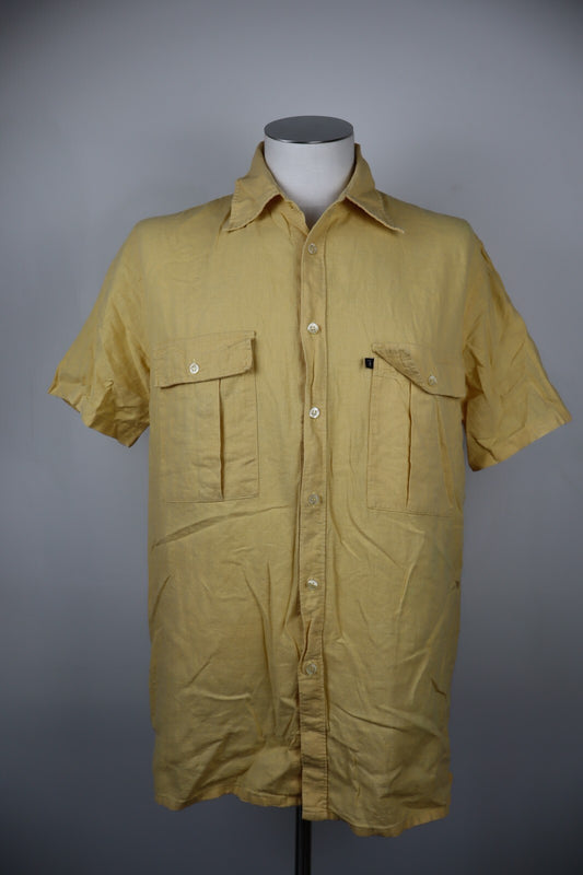 TRUSSARDI JEANS CAMICIA UOMO TG. XL MAN CASUAL VINTAGE SHIRT COTONE  LINO COTTON