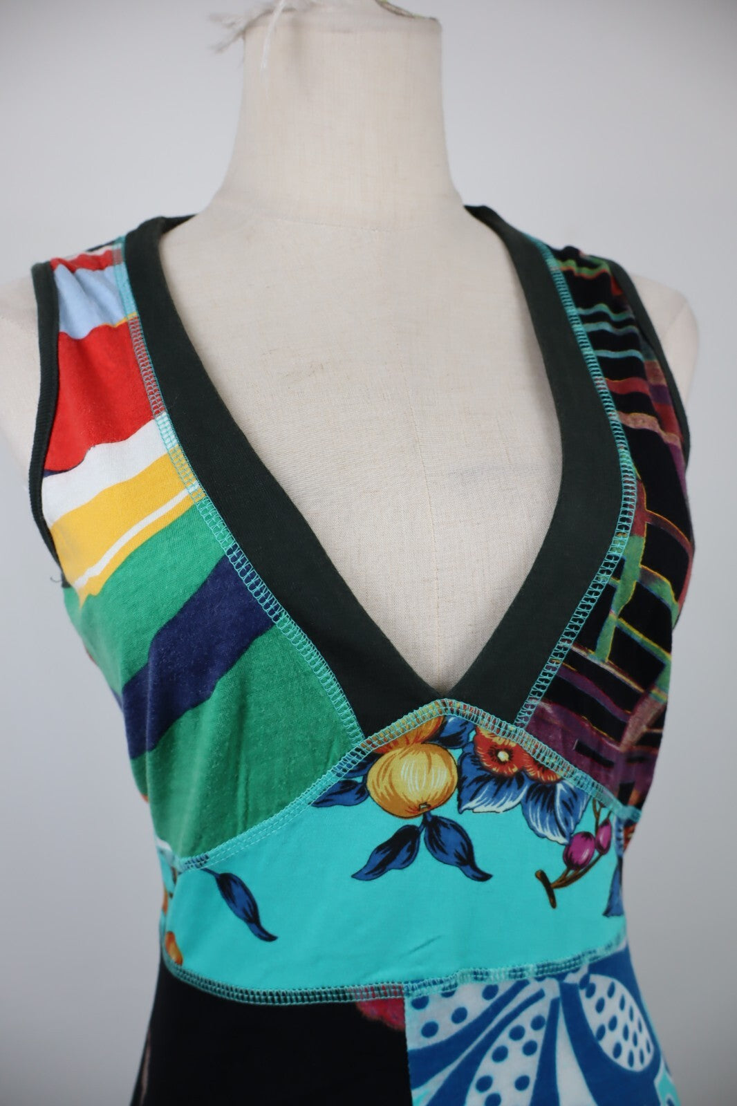 DESIGUAL VESTITO ABITO SMANICATO DONNA TG. L WOMAN CASUAL VINTAGE DRESS LOGO