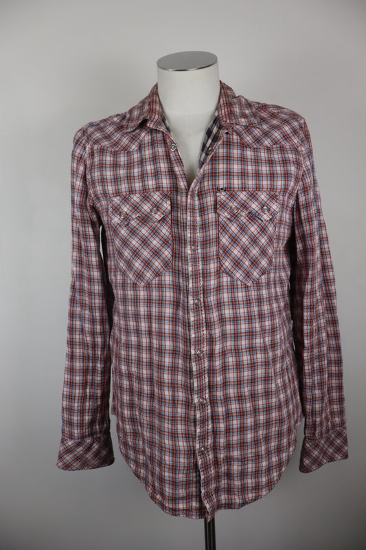LIU JO JEANS CAMICIA UOMO COTONE TG 41 MAN CASUAL VINTAGE COTTON SHIRT TASCHE
