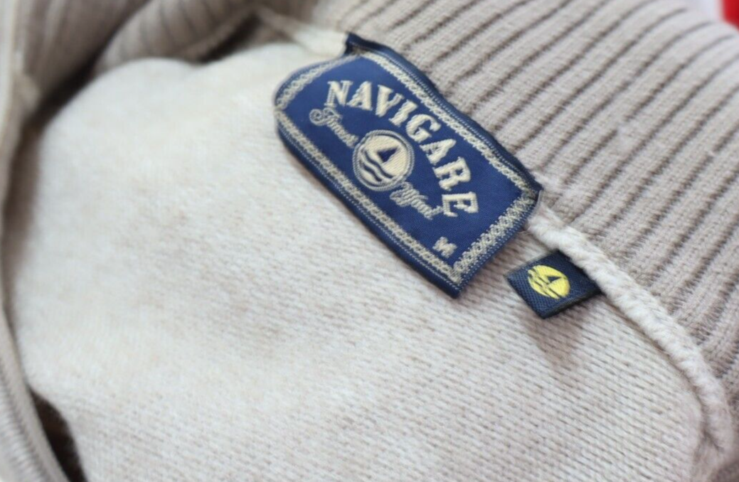 NAVIGARE MAGLIONE CON ZIP LANA WOOL VINTAGE UOMO Tg. M MAN SWEATER CASUAL