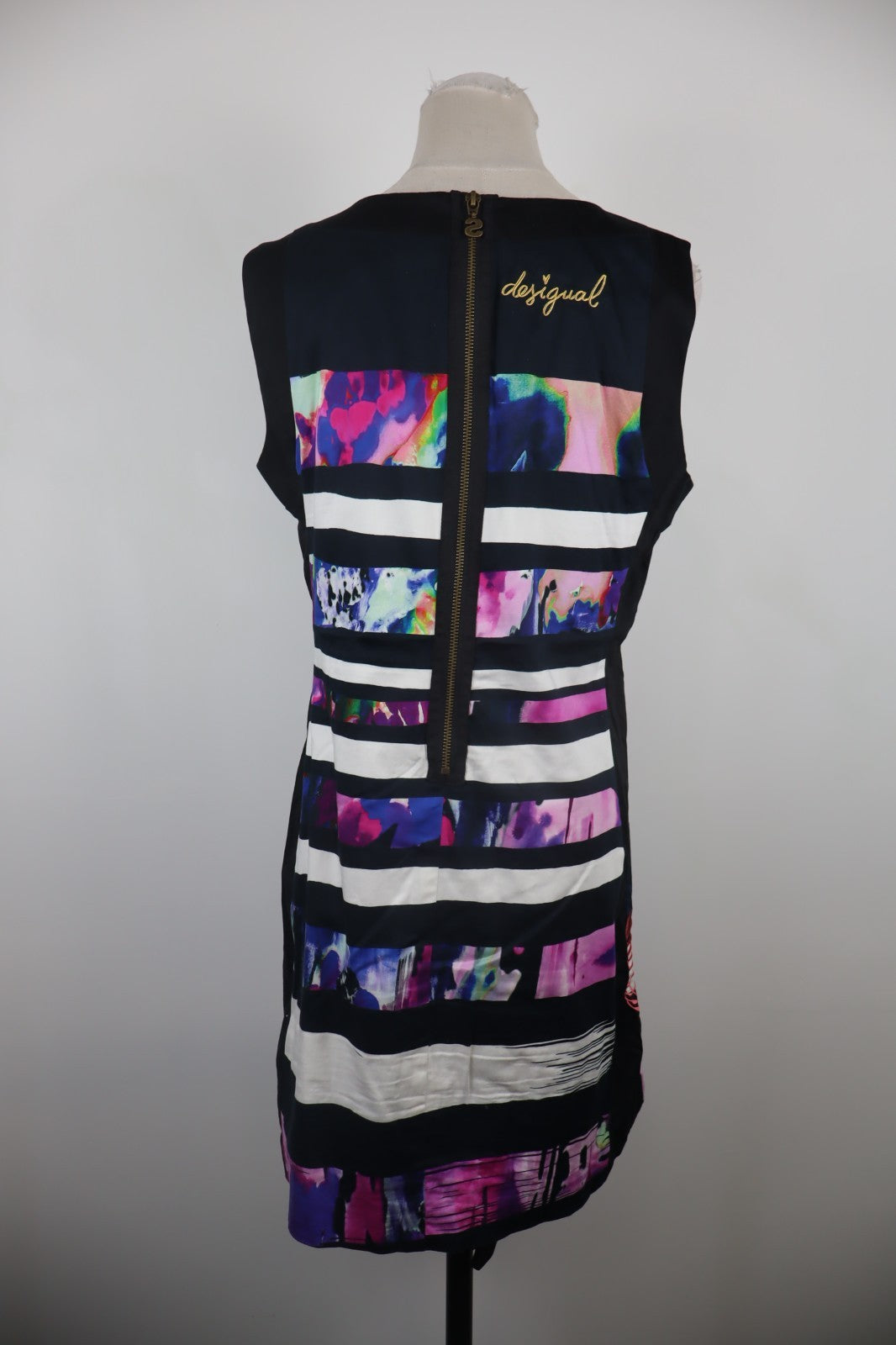 DESIGUAL VESTITO SMANICATO DONNA TG. 42 WOMAN CASUAL VINTAGE DRESS COTONE LOGO