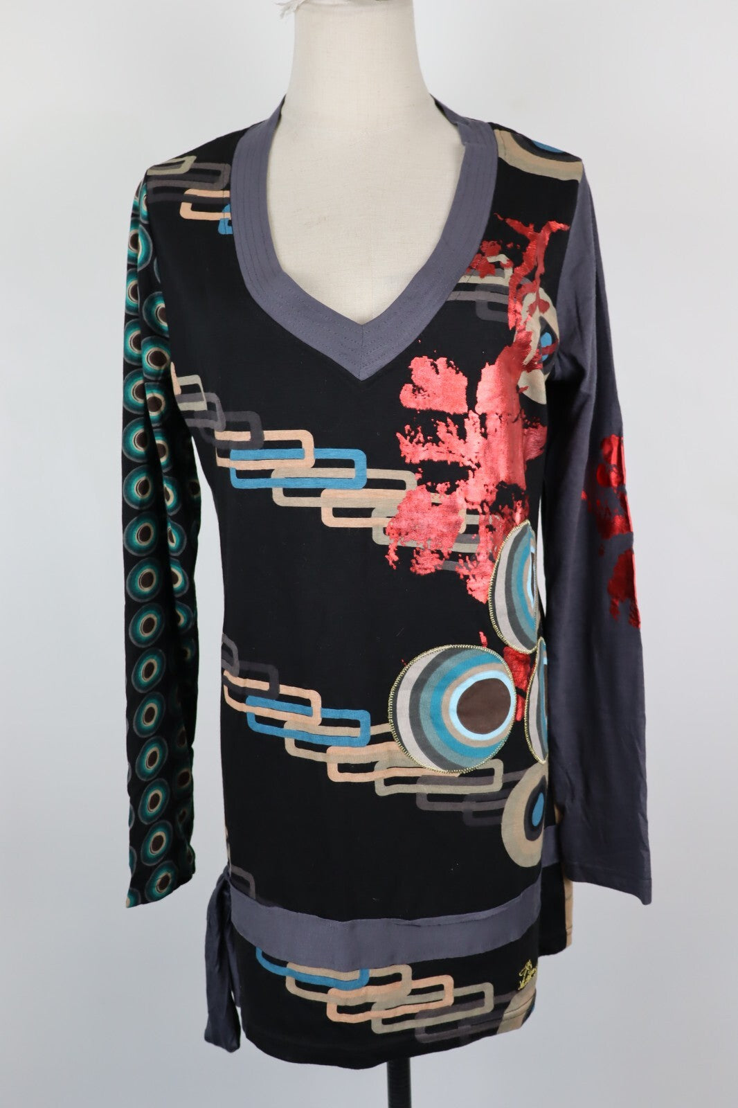 DESIGUAL MAGLIA LUNGA COTONE DONNA TG. XL WOMAN CASUAL VINTAGE T-SHIRT COTTON