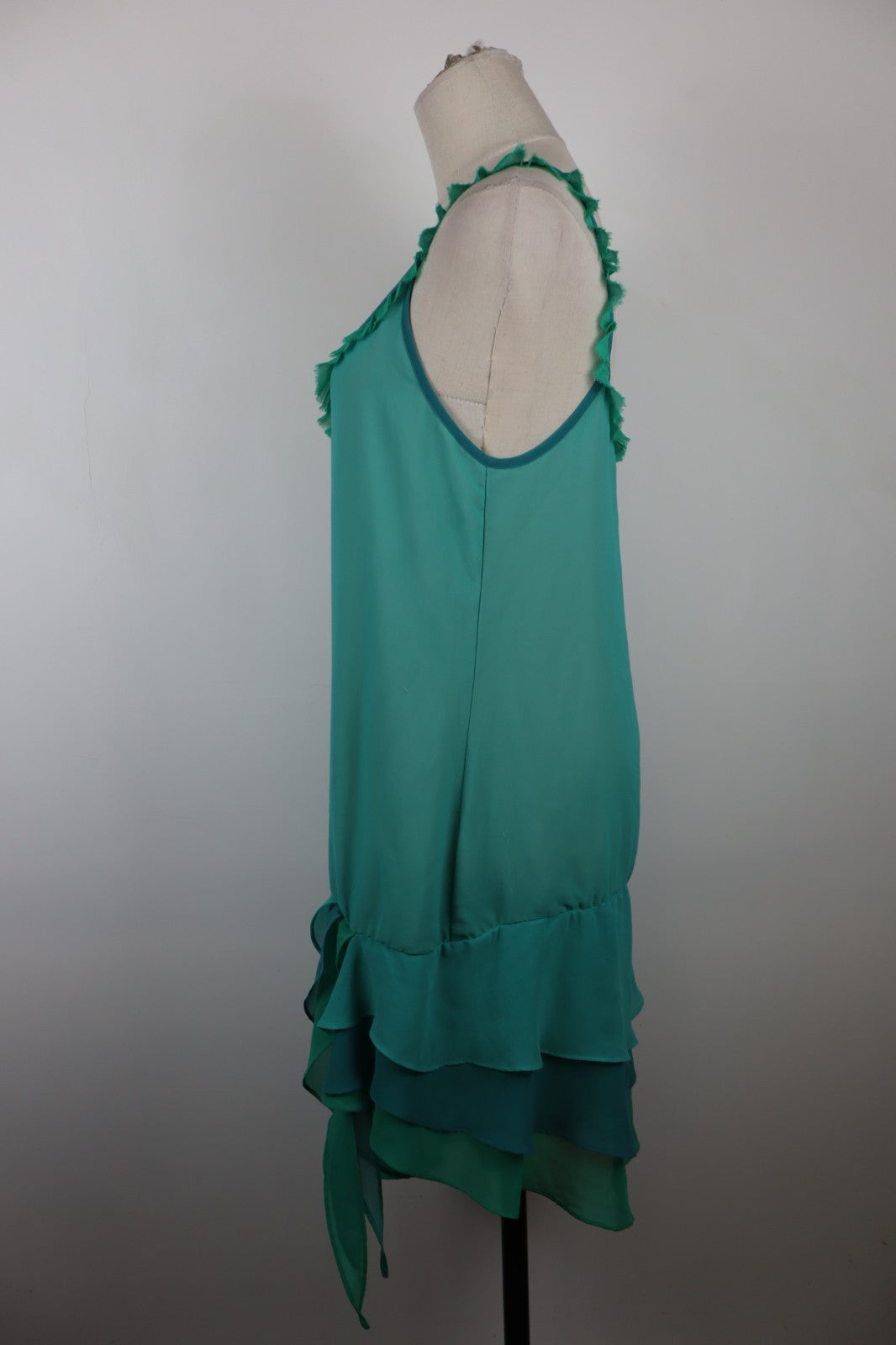 FORNARINA VESTITO ABITO BRETELLE DONNA TG. L WOMAN CASUAL VINTAGE DRESS VERDE