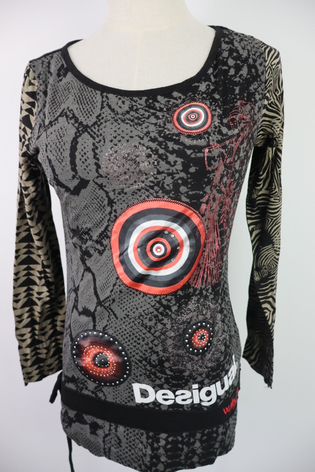 DESIGUAL MAGLIA DONNA TG. M WOMAN CASUAL VINTAGE T-SHIRT TOP COTONE