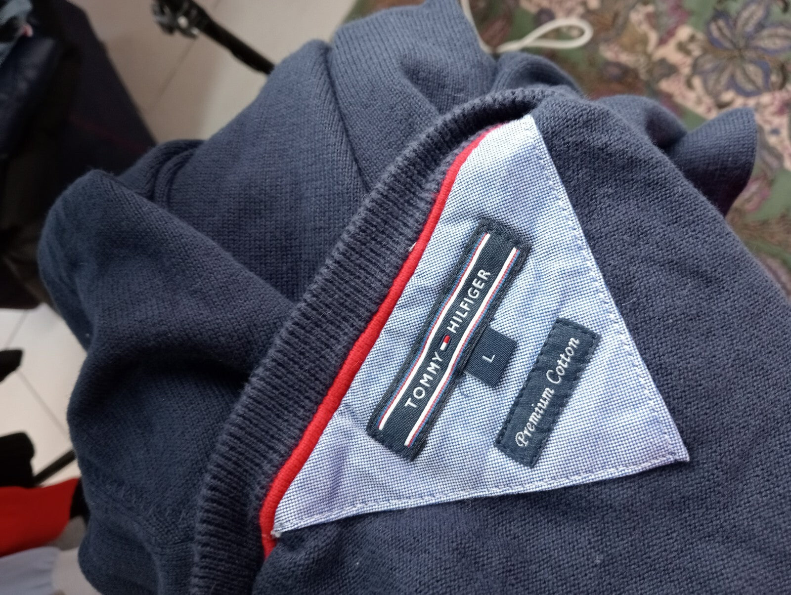 TOMMY HILFIGER MAGLIONE VINTAGE COTONE COTTON UOMO Tg. L MAN SWEATER CASUAL