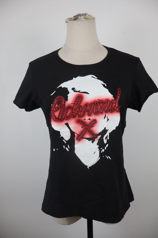 JOHN RICHMOND MAGLIA DONNA TG. 46 WOMAN CASUAL VINTAGE T-SHIRT COTONE LOGO