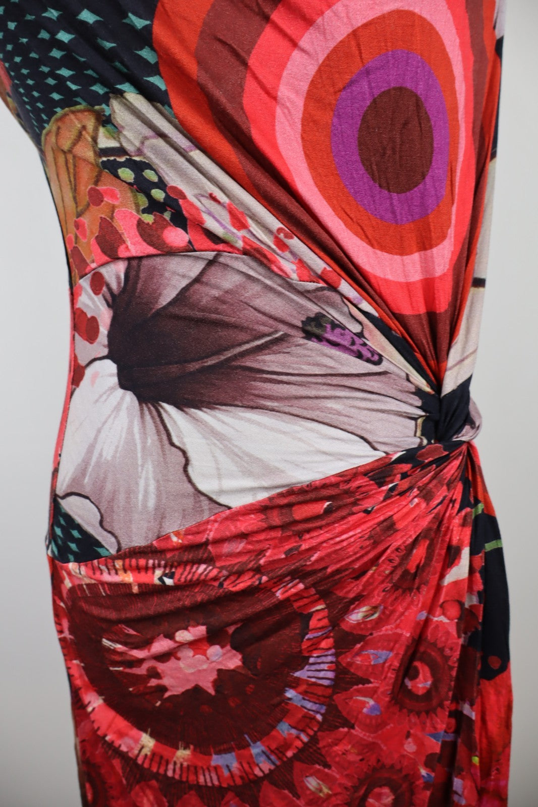 DESIGUAL VESTITO SMANICATO DONNA TG. M WOMAN CASUAL VINTAGE DRESS VISCOSA NODO